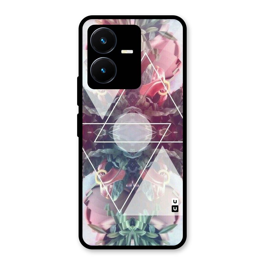 Floral Triangle Glass Back Case for Vivo Y22s