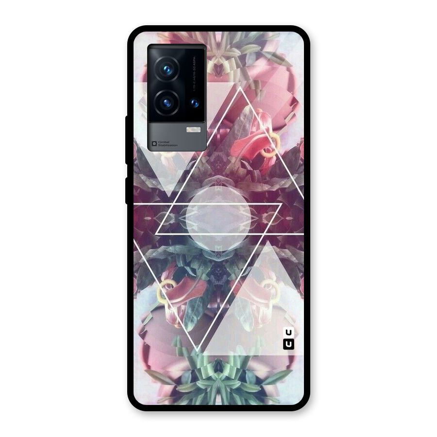 Floral Triangle Glass Back Case for iQOO 9 5G