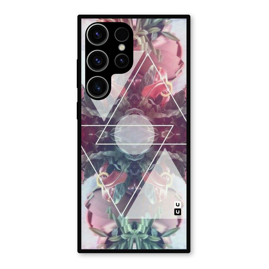 Floral Triangle Metal Back Case for Galaxy S23 Ultra