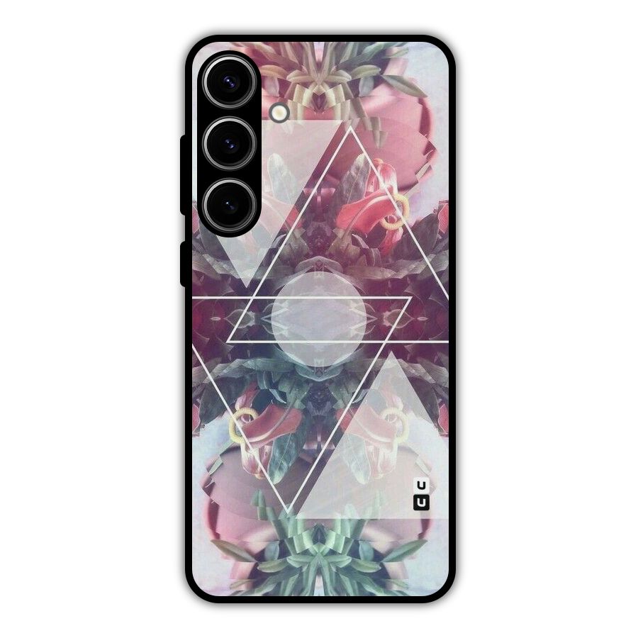Floral Triangle Metal Back Case for Galaxy S24 Plus