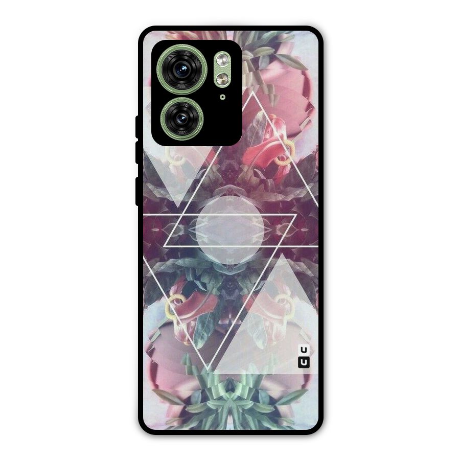 Floral Triangle Metal Back Case for Motorola Edge 40 5G