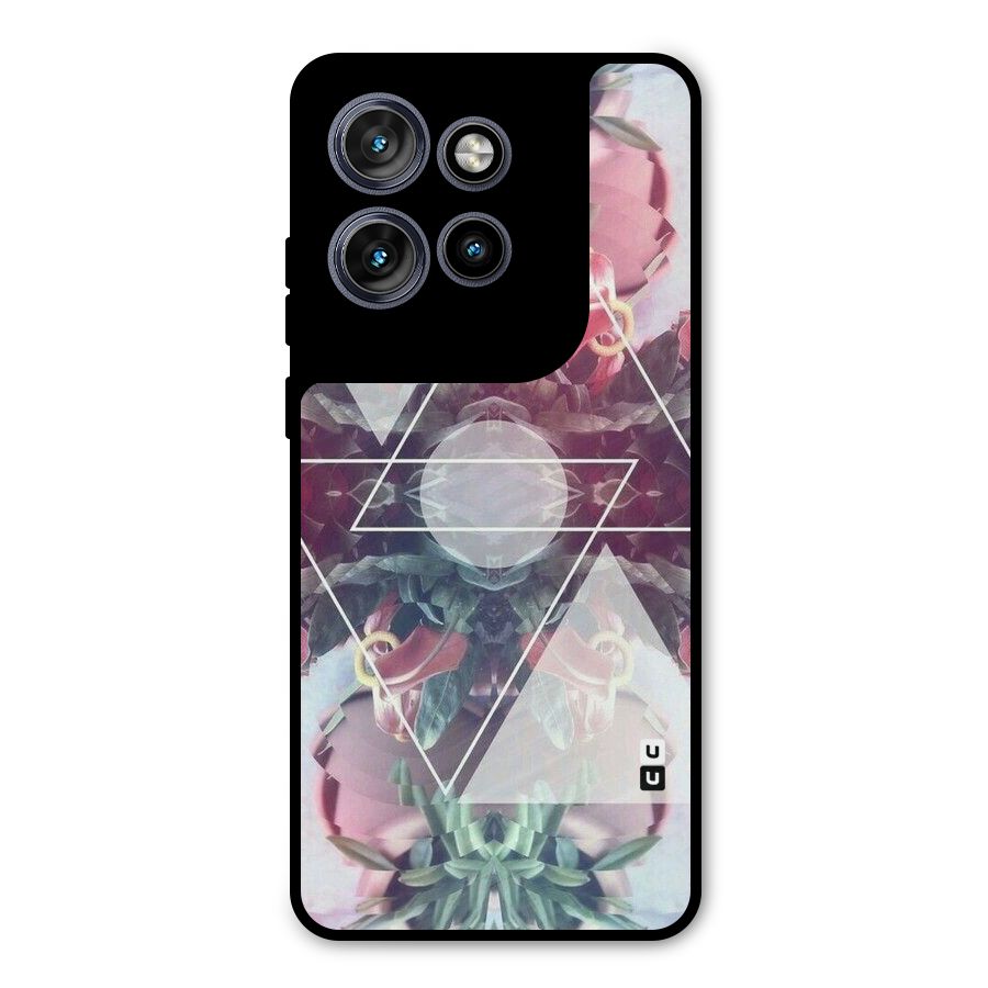 Floral Triangle Metal Back Case for Motorola Edge 50 Neo