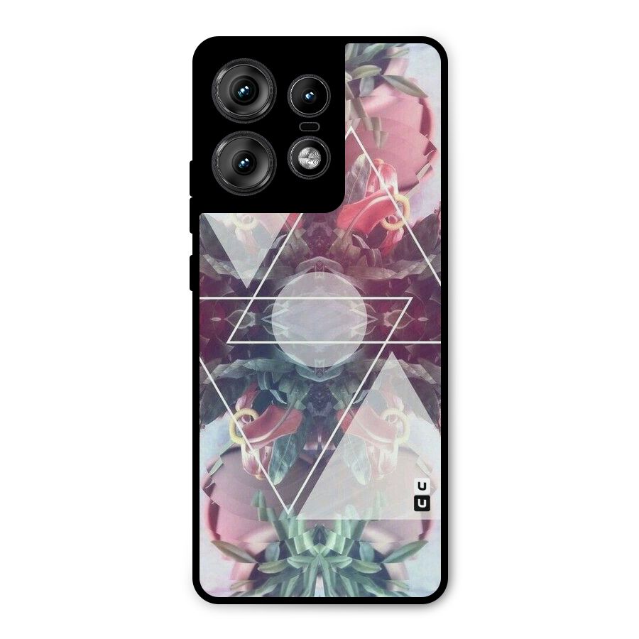 Floral Triangle Metal Back Case for Motorola Edge 50 Pro
