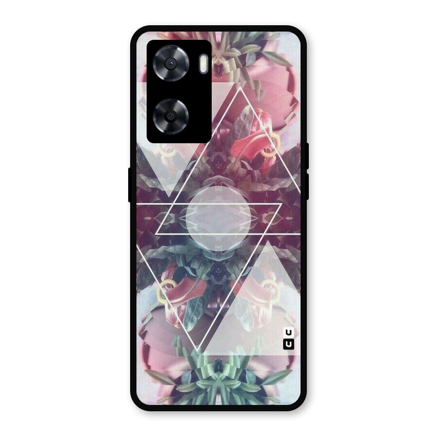 Floral Triangle Metal Back Case for Oppo A77