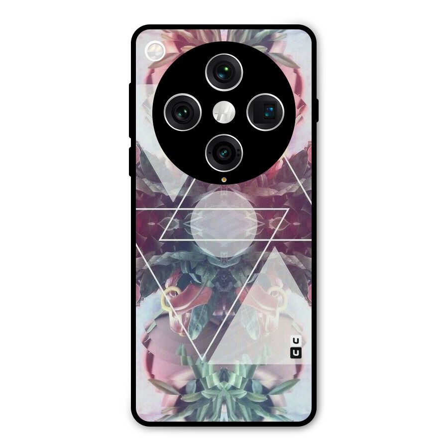 Floral Triangle Metal Back Case for Oppo Find X8 Pro