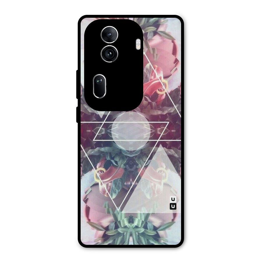 Floral Triangle Metal Back Case for Oppo Reno11 Pro 5G
