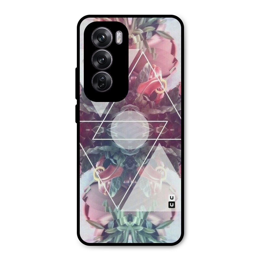 Floral Triangle Metal Back Case for Oppo Reno12 Pro