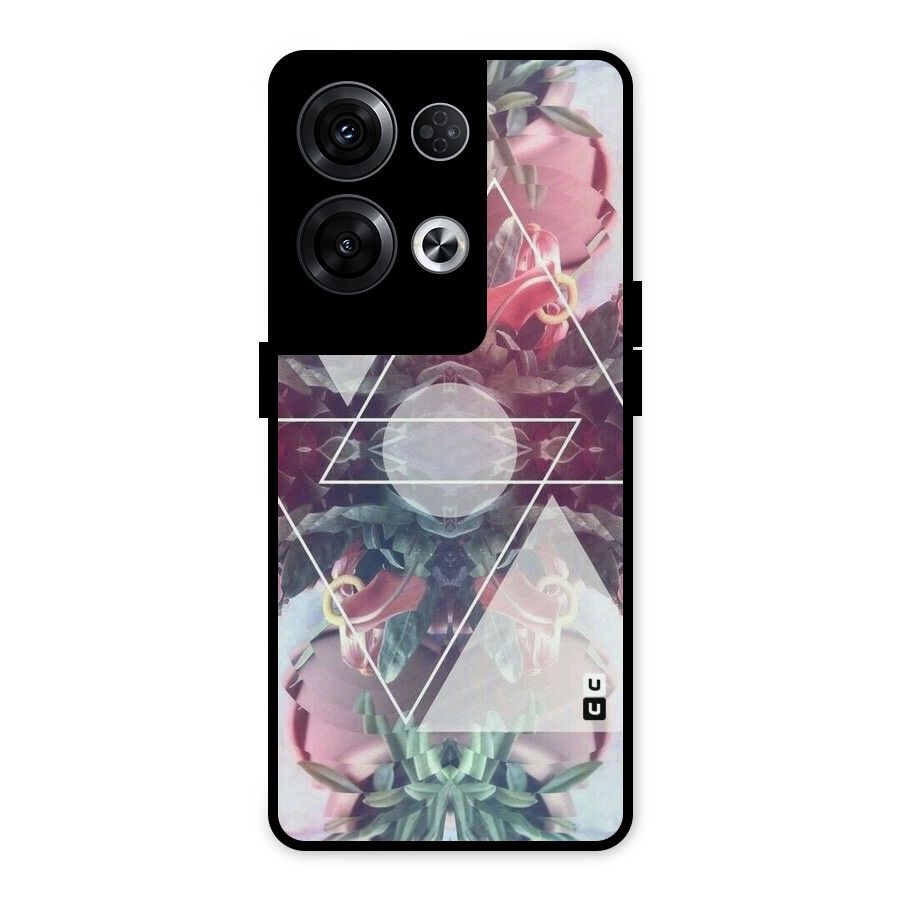 Floral Triangle Metal Back Case for Oppo Reno8 Pro 5G