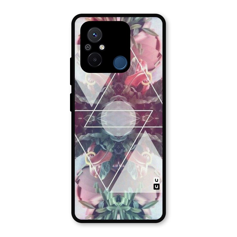Floral Triangle Metal Back Case for Poco C55