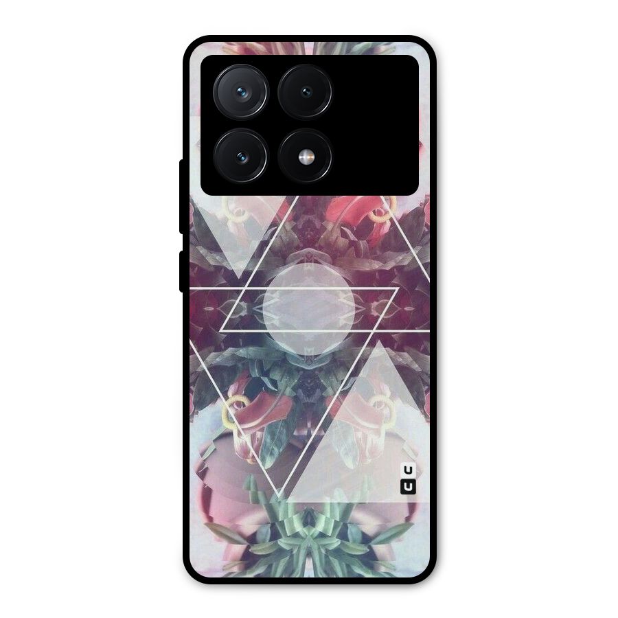 Floral Triangle Metal Back Case for Poco X6 Pro