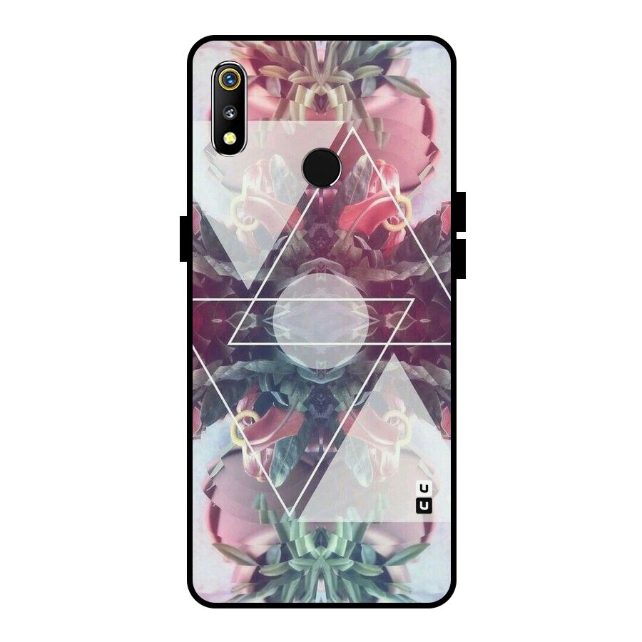 Floral Triangle Metal Back Case for Realme 3