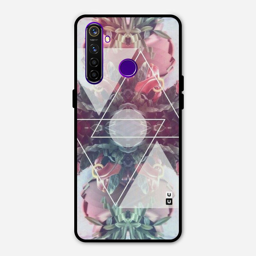 Floral Triangle Metal Back Case for Realme 5 Pro