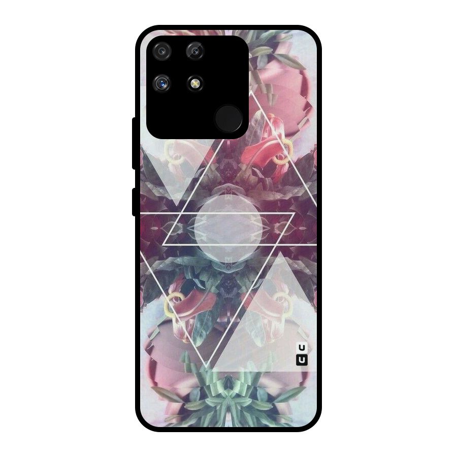 Floral Triangle Metal Back Case for Realme Narzo 50A