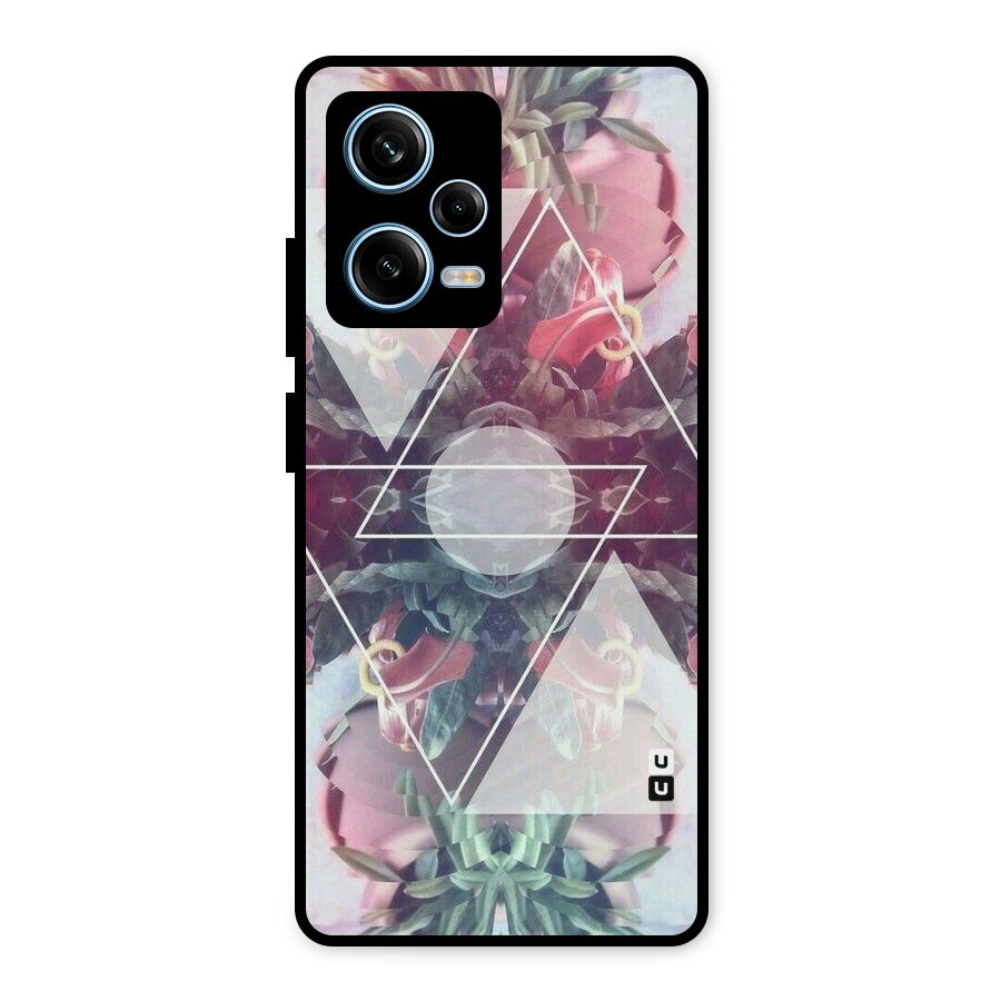 Floral Triangle Metal Back Case for Redmi Note 12 Pro