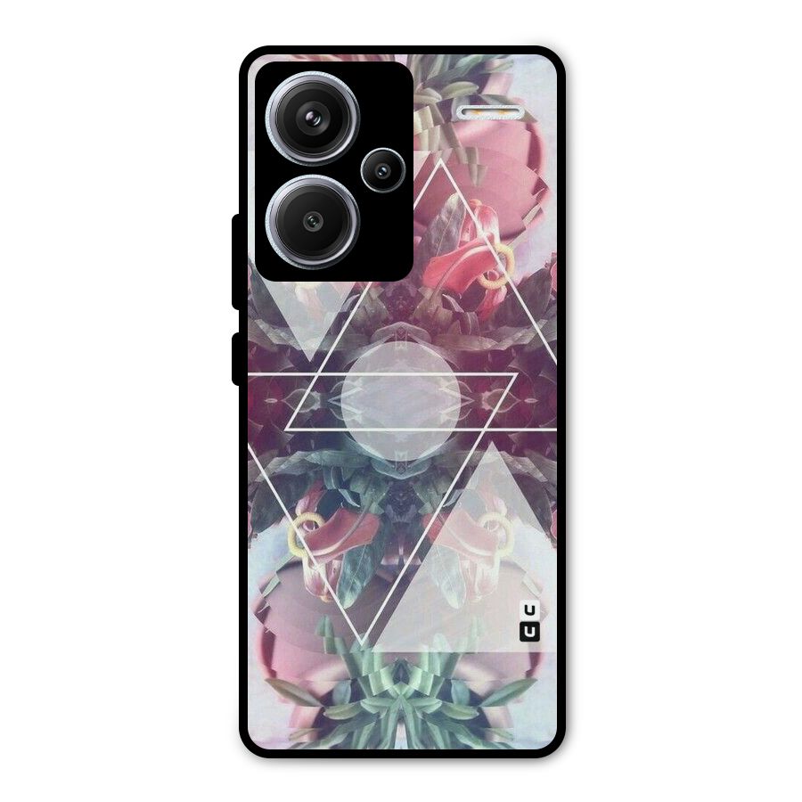 Floral Triangle Metal Back Case for Redmi Note 13 Pro Plus