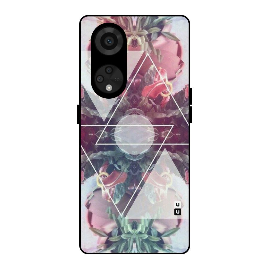 Floral Triangle Metal Back Case for Reno8 T 5G