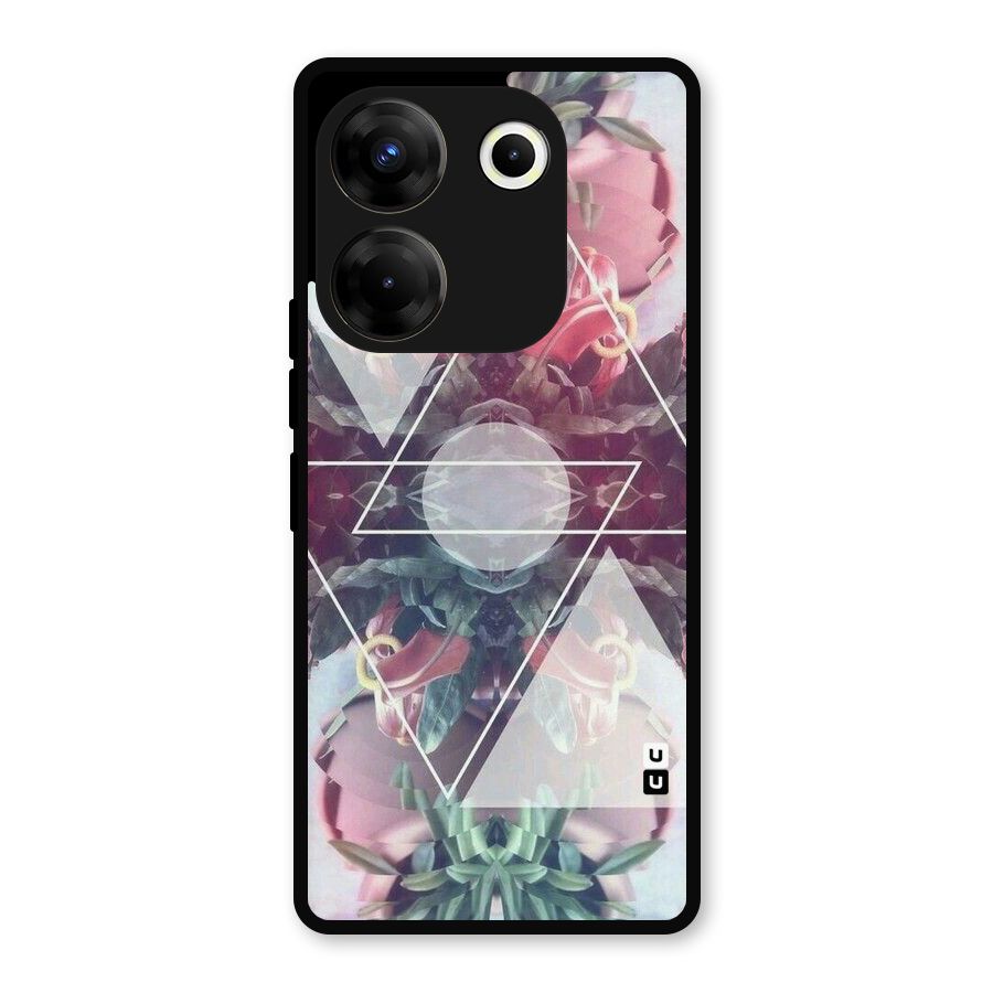 Floral Triangle Metal Back Case for Tecno Camon 20 Pro