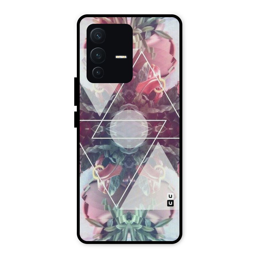 Floral Triangle Metal Back Case for Vivo V23 5G
