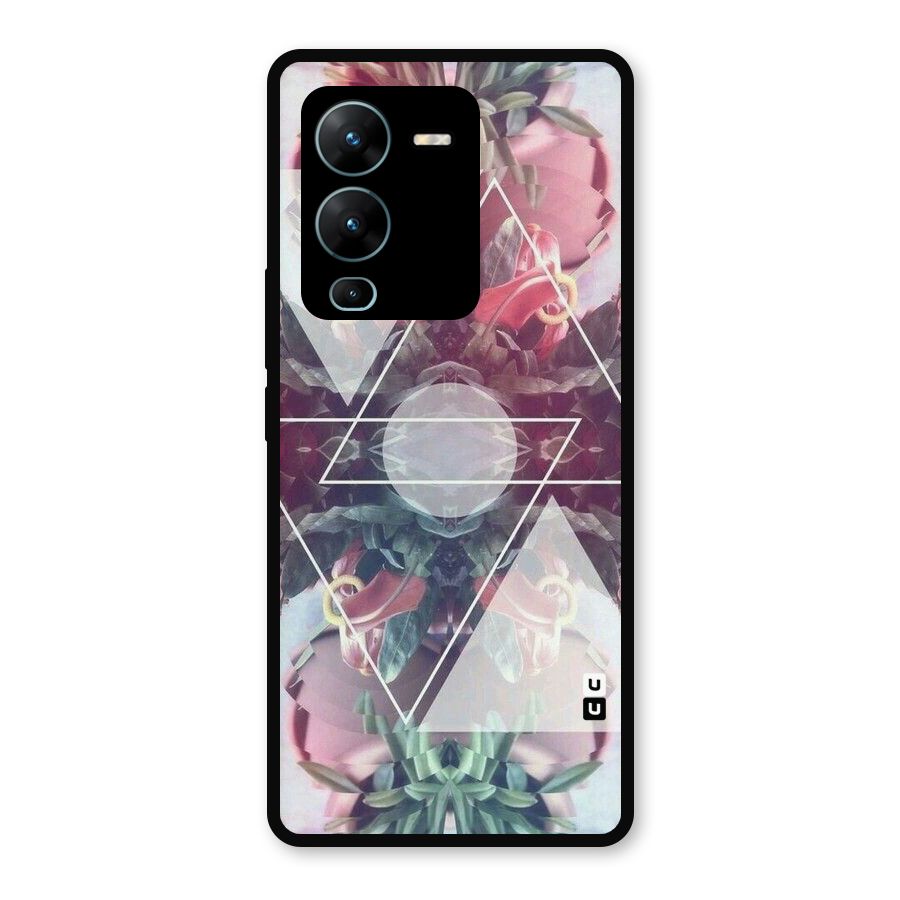 Floral Triangle Metal Back Case for Vivo V25 Pro