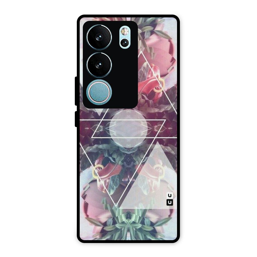 Floral Triangle Metal Back Case for Vivo V29