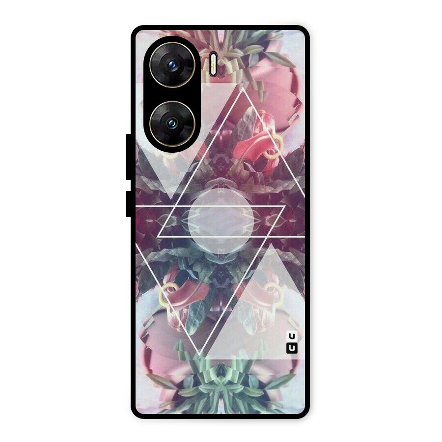 Floral Triangle Metal Back Case for Vivo V29e