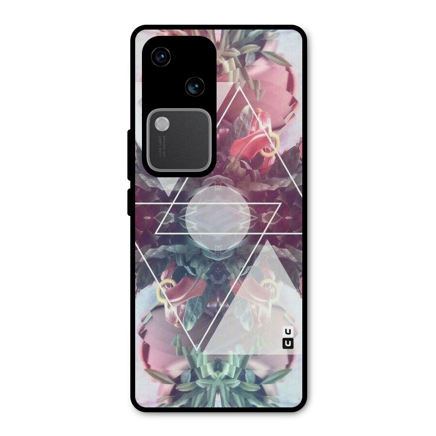 Floral Triangle Metal Back Case for Vivo V30 Pro