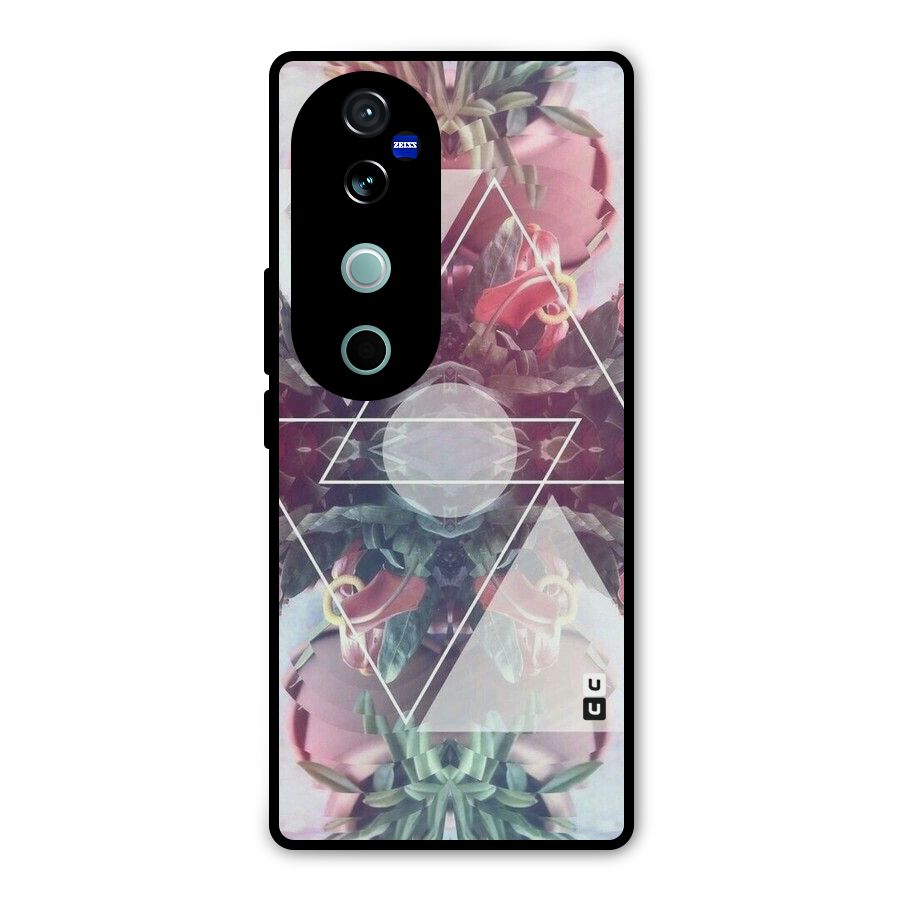 Floral Triangle Metal Back Case for Vivo V40 Pro