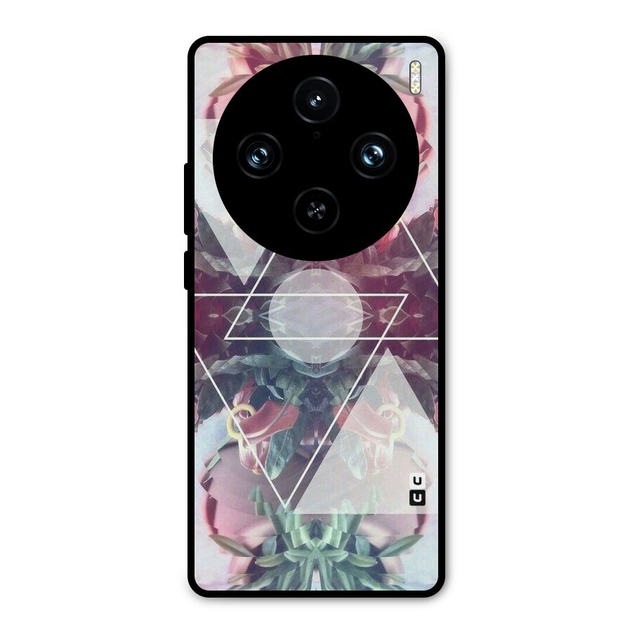 Floral Triangle Metal Back Case for Vivo X100 Pro