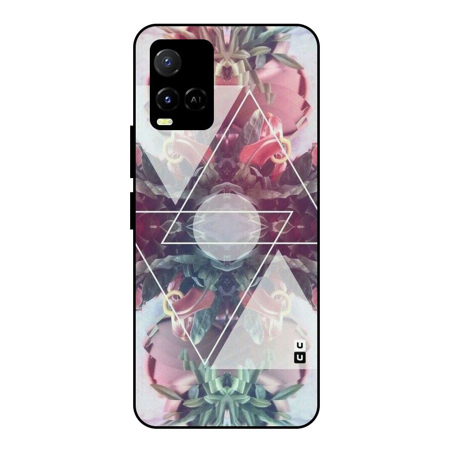 Floral Triangle Metal Back Case for Vivo Y21T