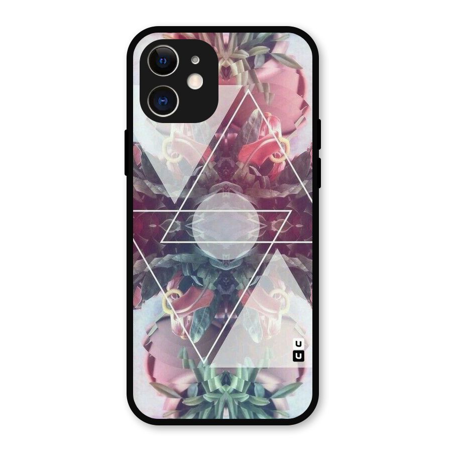 Floral Triangle Metal Back Case for iPhone 12