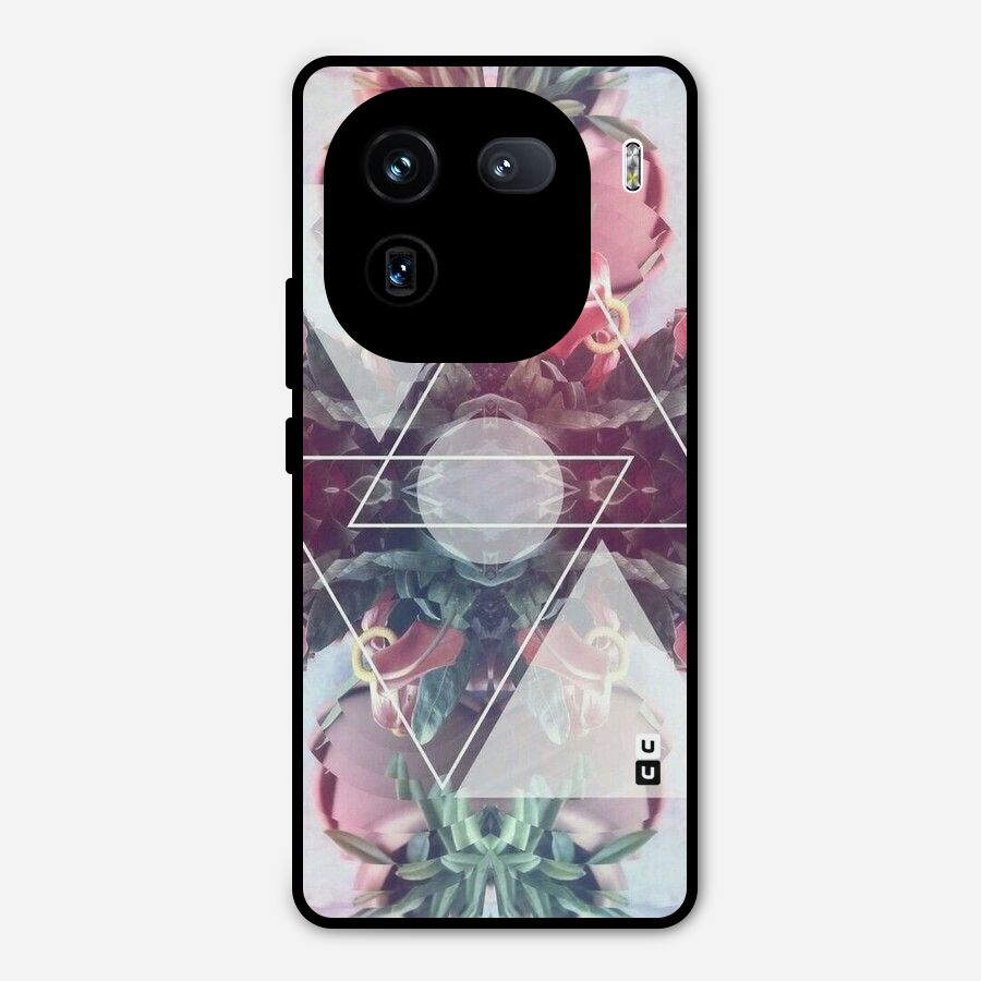 Floral Triangle Metal Back Case for iQOO 12