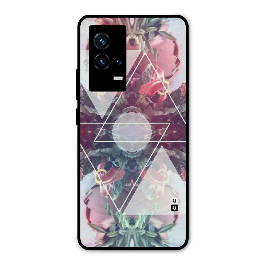 Floral Triangle Metal Back Case for iQOO 9 5G