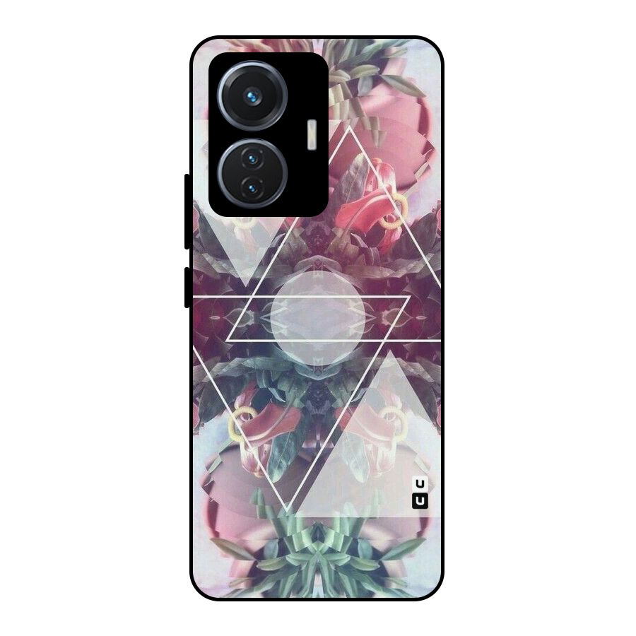 Floral Triangle Metal Back Case for iQOO Z6 44W