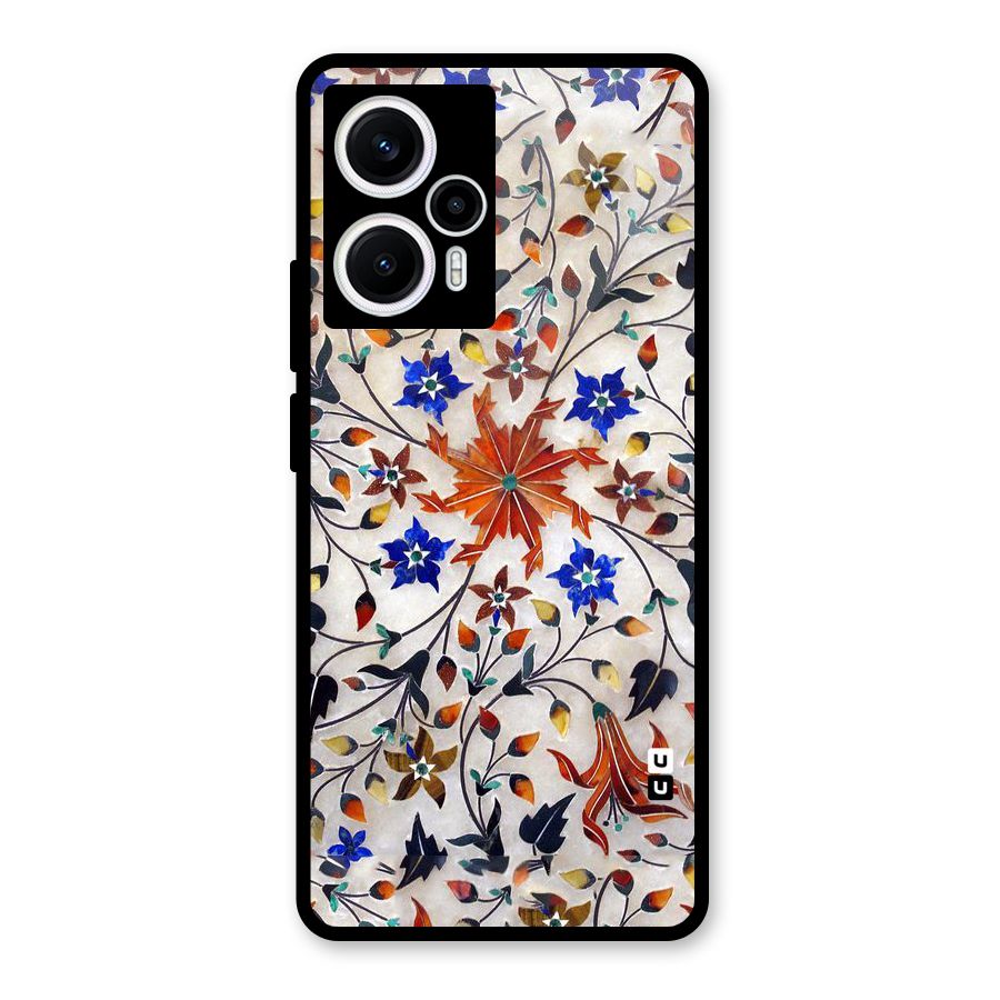 Floral Vintage Bloom Glass Back Case for Poco F5