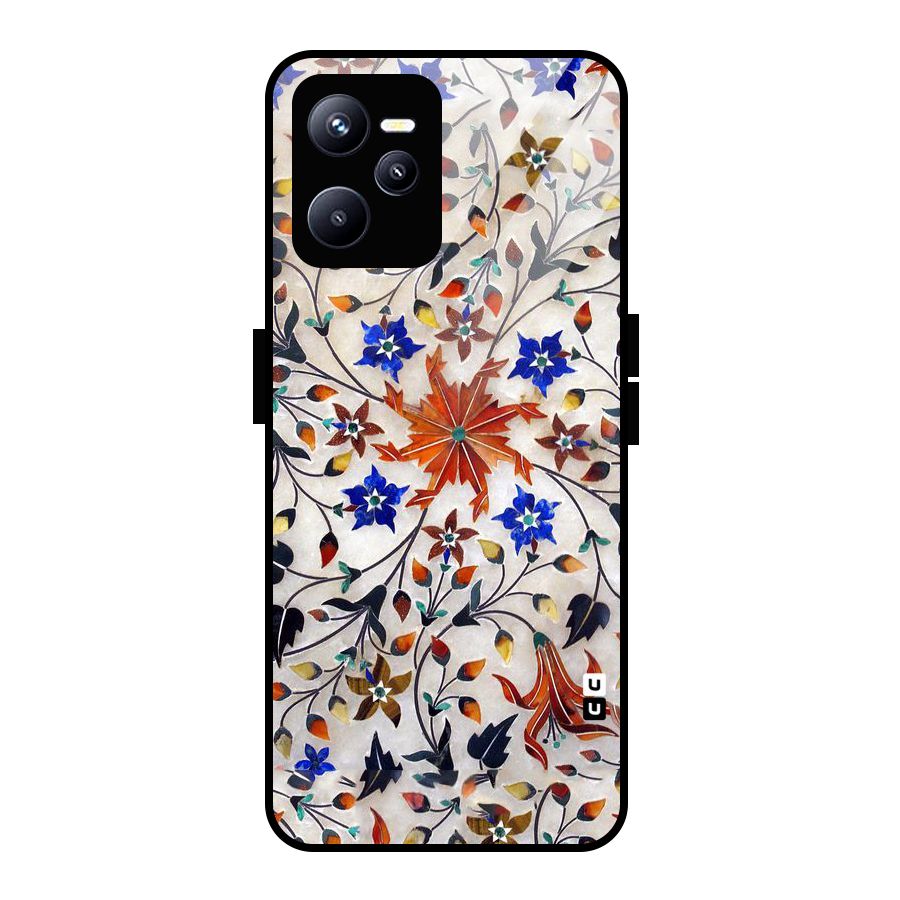 Floral Vintage Bloom Glass Back Case for Realme C35