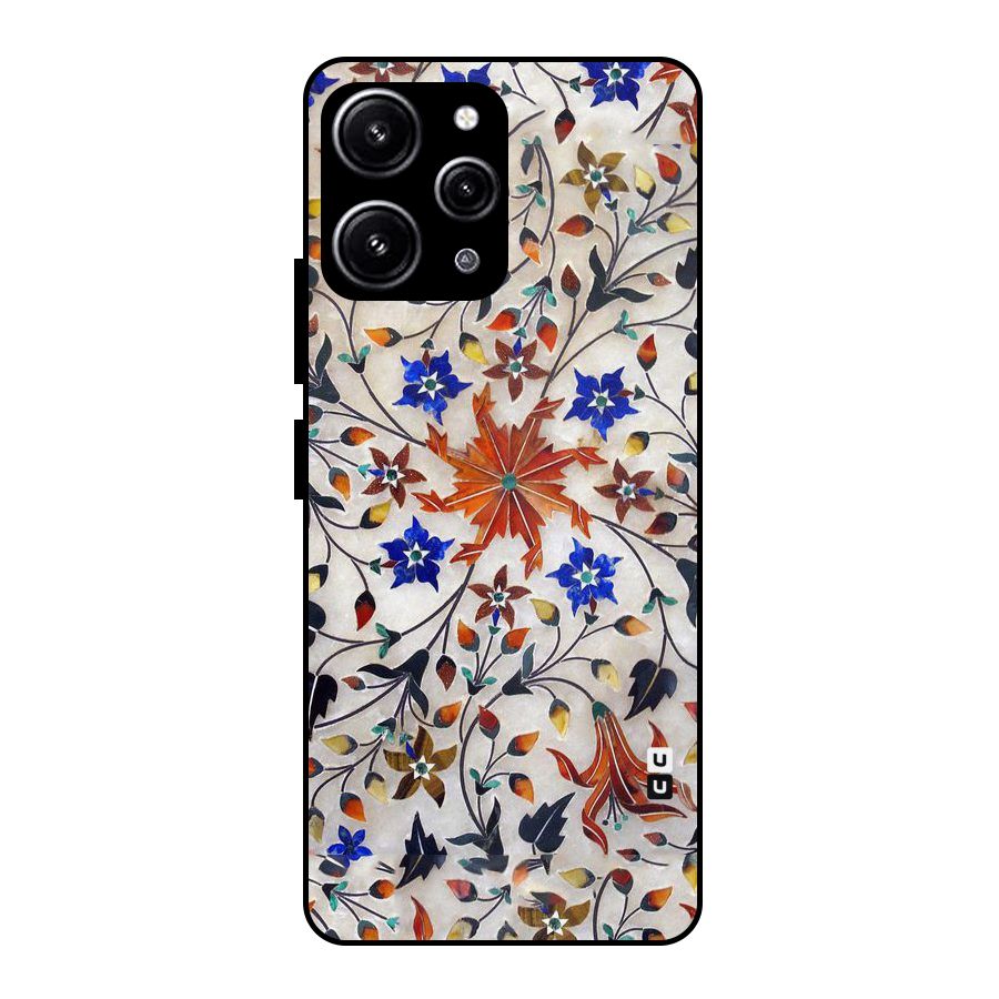 Floral Vintage Bloom Glass Back Case for Redmi 12 4G
