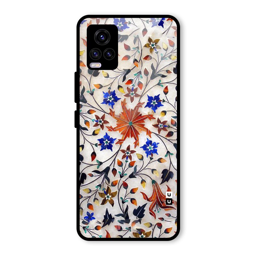 Floral Vintage Bloom Glass Back Case for Vivo V20 2021