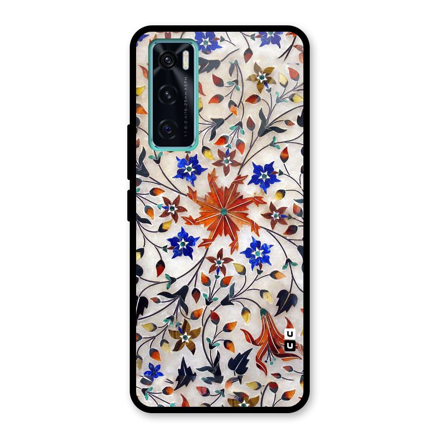Floral Vintage Bloom Glass Back Case for Vivo V20 SE