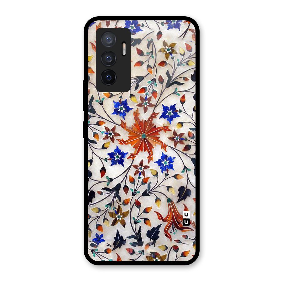 Floral Vintage Bloom Glass Back Case for Vivo V23e
