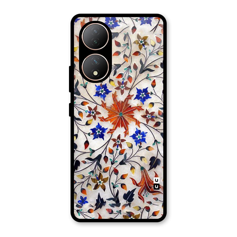 Floral Vintage Bloom Glass Back Case for Vivo Y100A