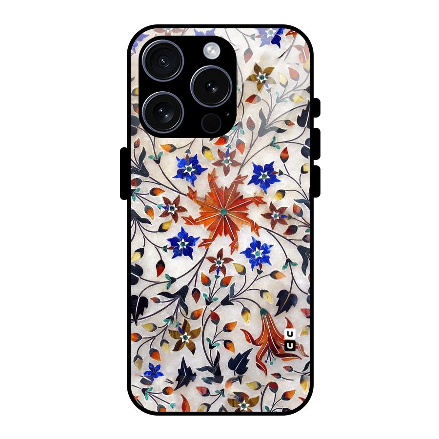 Floral Vintage Bloom Glass Back Case for iPhone 15 Pro
