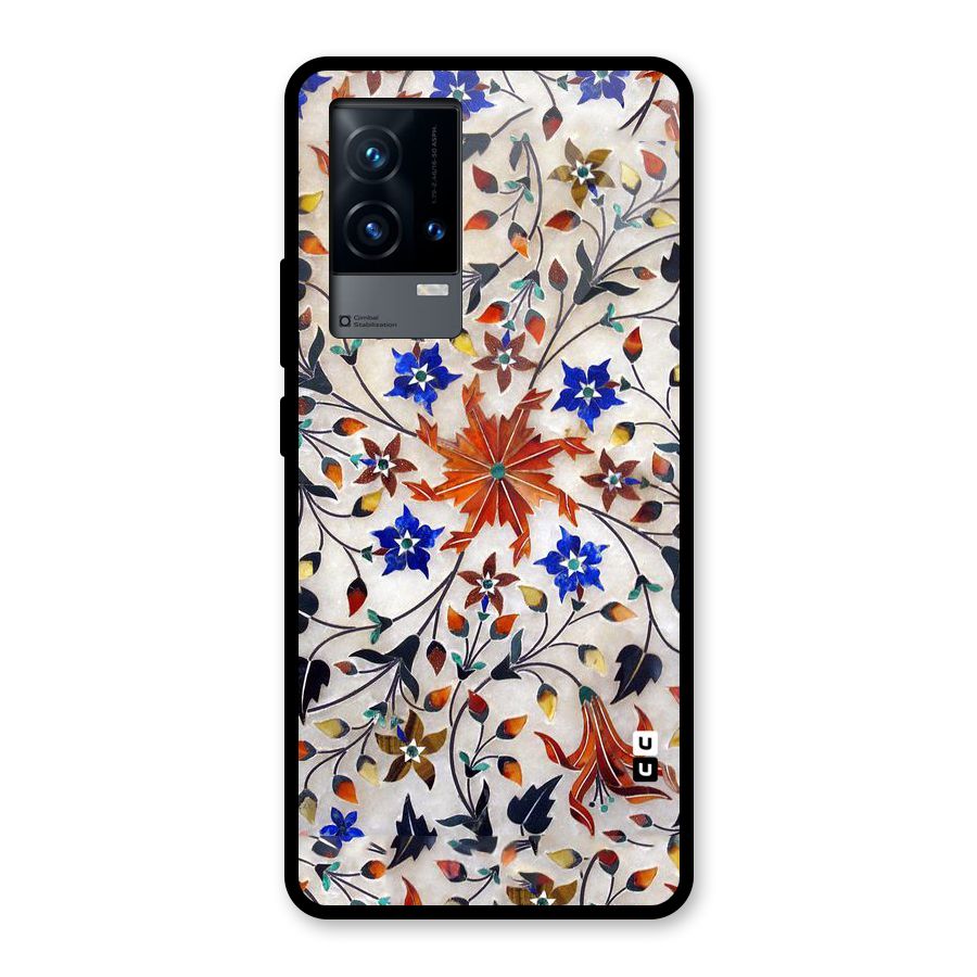 Floral Vintage Bloom Glass Back Case for iQOO 9 5G