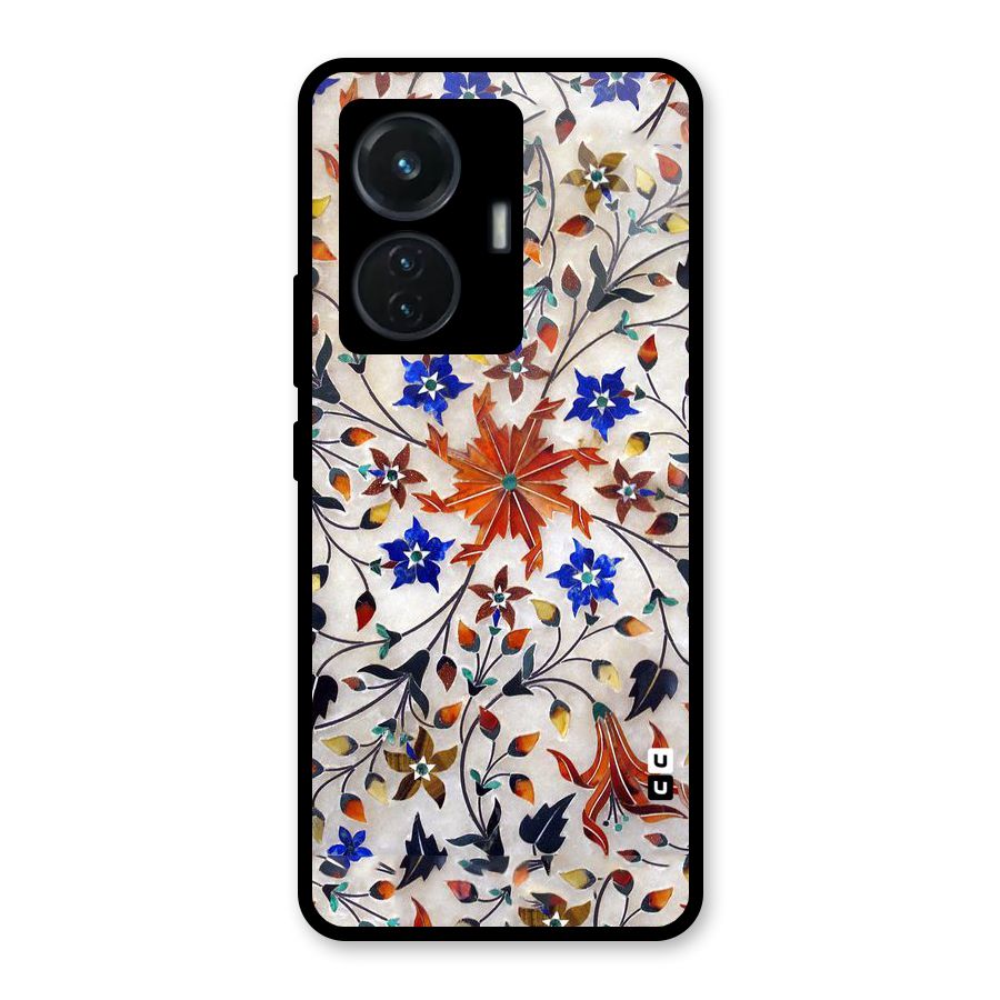 Floral Vintage Bloom Glass Back Case for iQOO Z6 44W