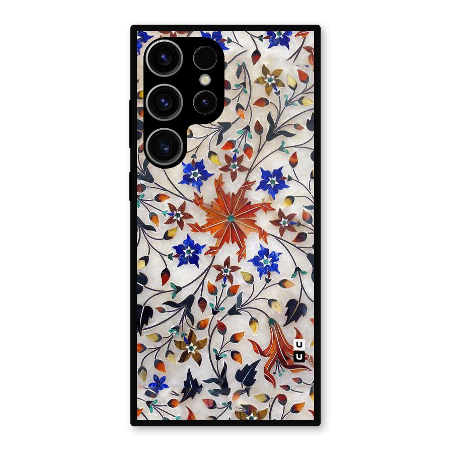 Floral Vintage Bloom Metal Back Case for Galaxy S23 Ultra