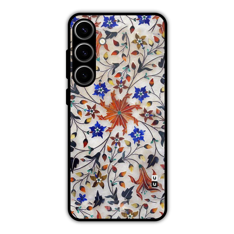 Floral Vintage Bloom Metal Back Case for Galaxy S24 Plus