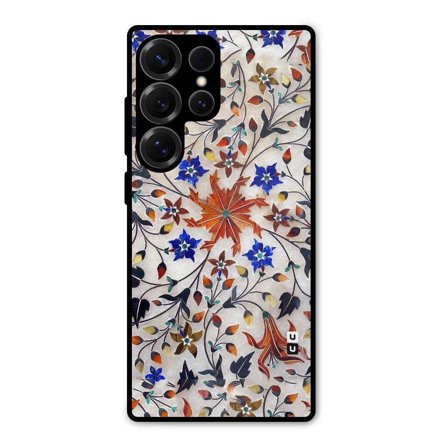 Floral Vintage Bloom Metal Back Case for Galaxy S25 Ultra