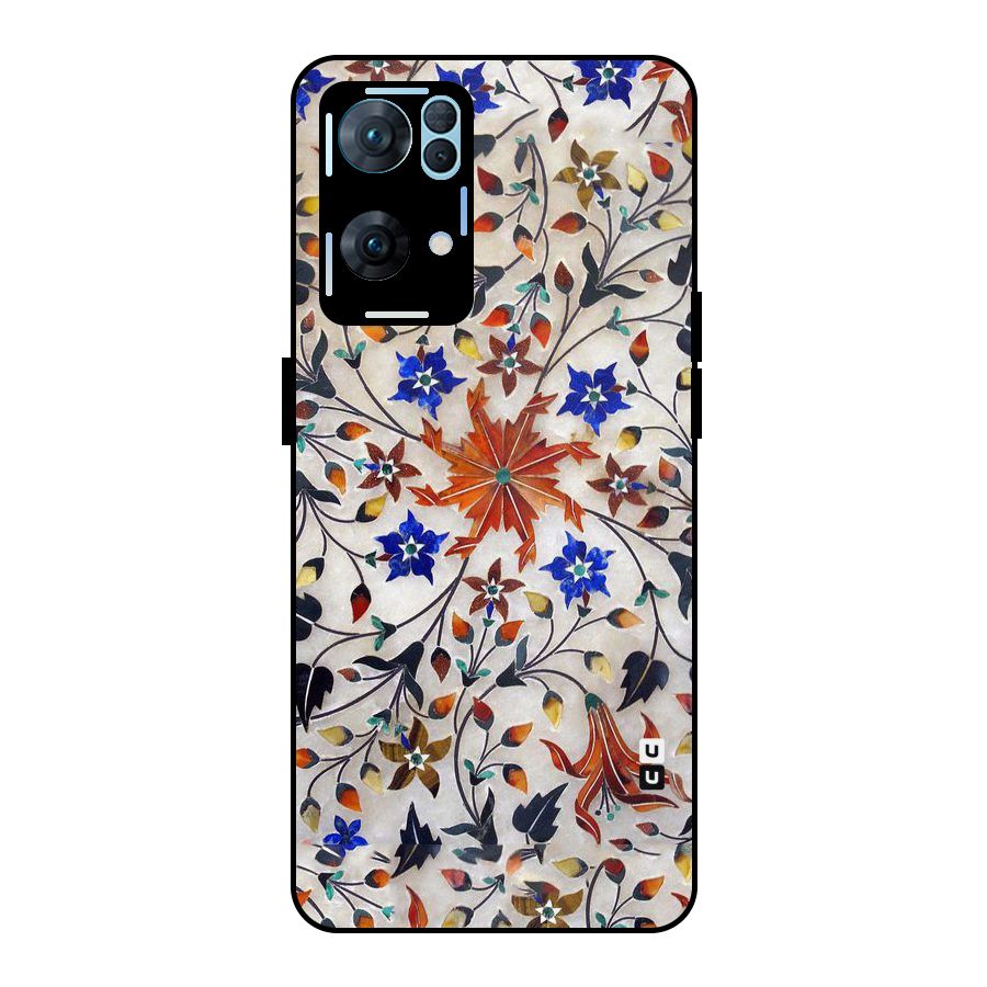 Floral Vintage Bloom Metal Back Case for Oppo Reno7 Pro 5G