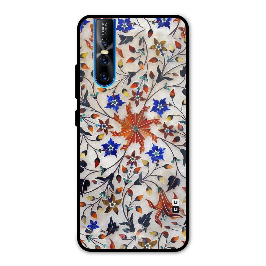 Floral Vintage Bloom Metal Back Case for Vivo V15 Pro