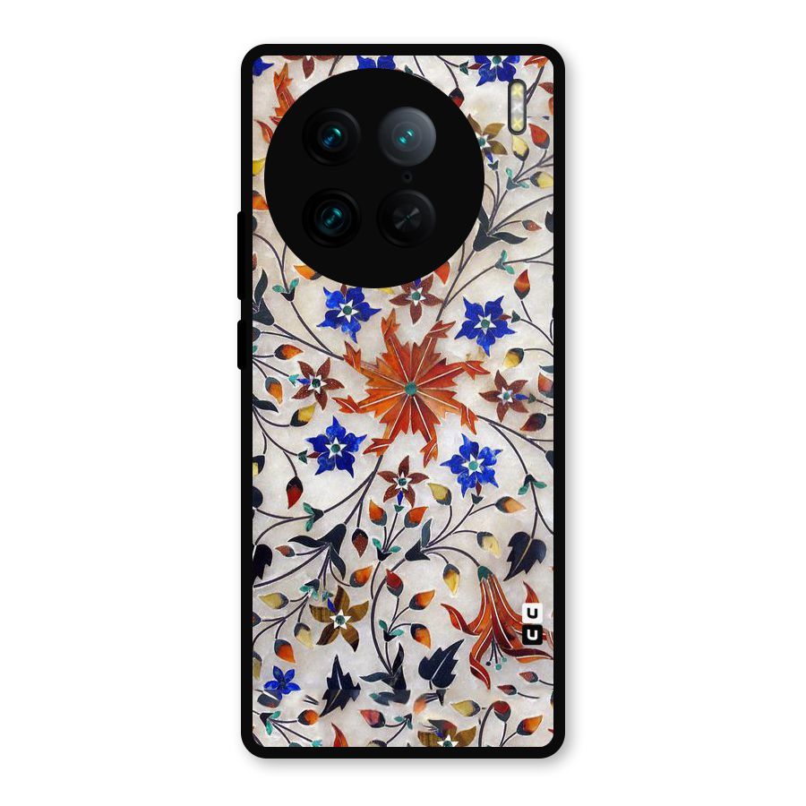 Floral Vintage Bloom Metal Back Case for Vivo X90 Pro