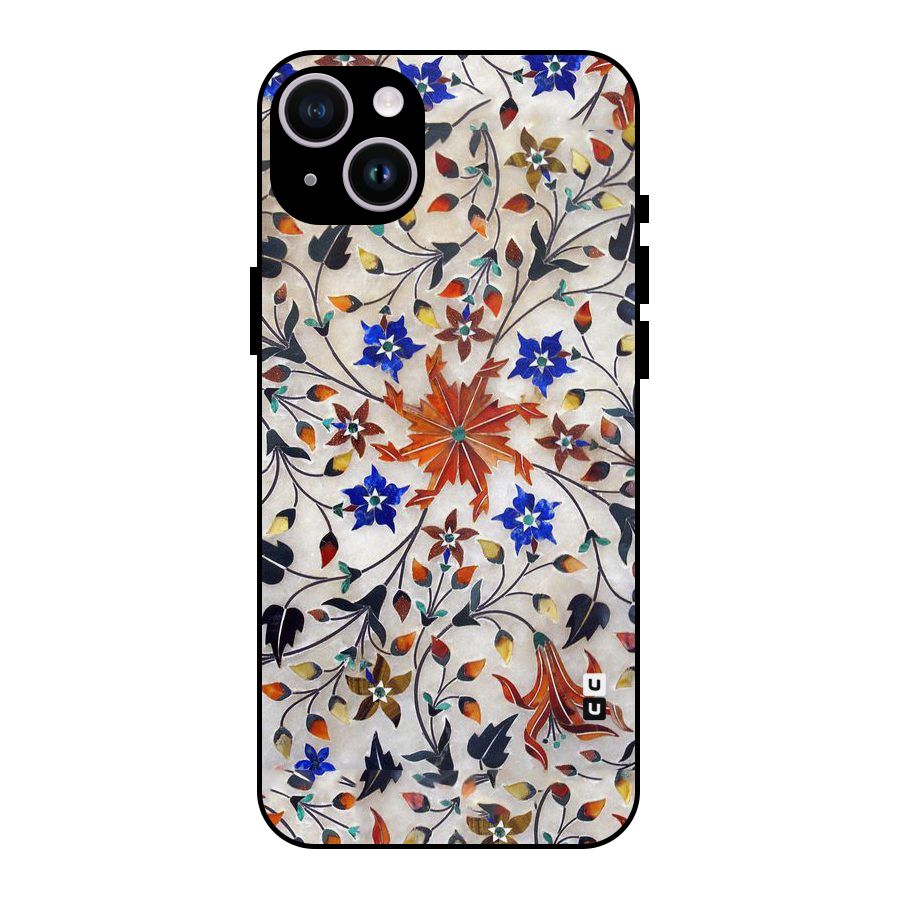 Floral Vintage Bloom Metal Back Case for iPhone 14 Plus